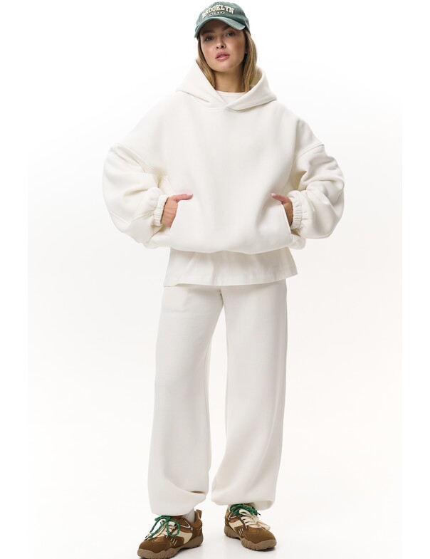 Унисекс оверсайз худи с рельефами на стяжках на флисе обновленный