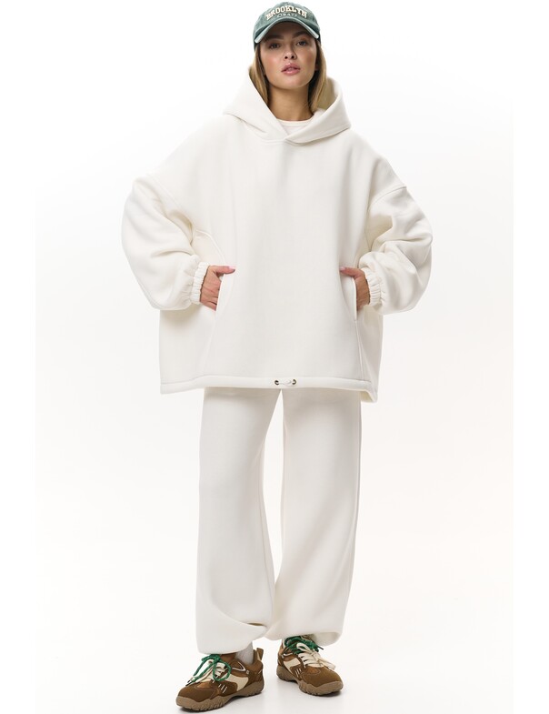 Унисекс оверсайз худи с рельефами на стяжках на флисе обновленный