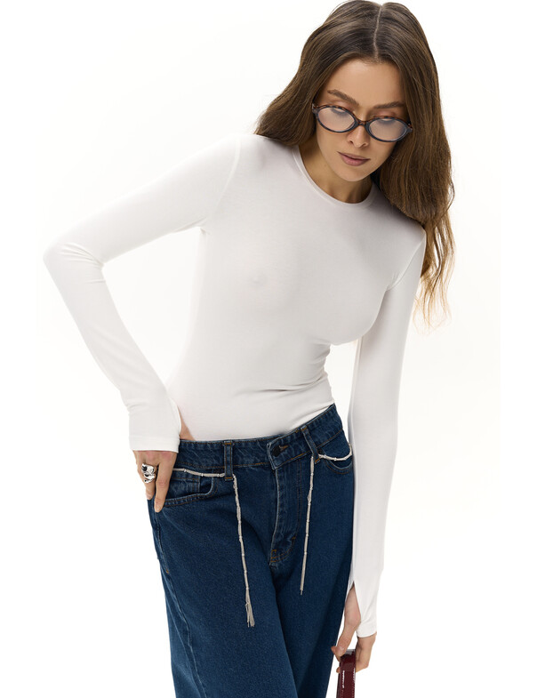 Лонгслів віскоза з вирізом на пальчик