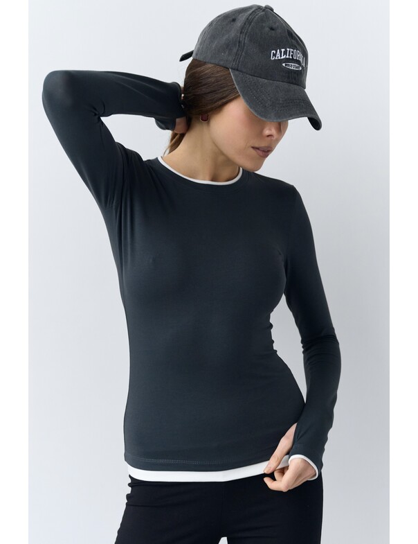 Жіночий приталений двошаровий лонгслів