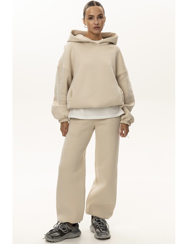 Унисекс оверсайз худи с рельефами на стяжках на флисе обновленный