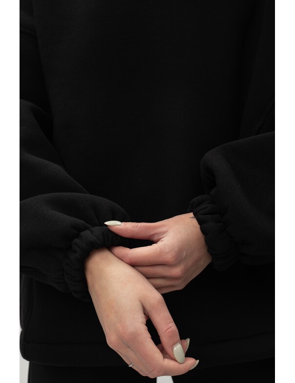 Унисекс оверсайз худи с рельефами на стяжках на флисе обновленный