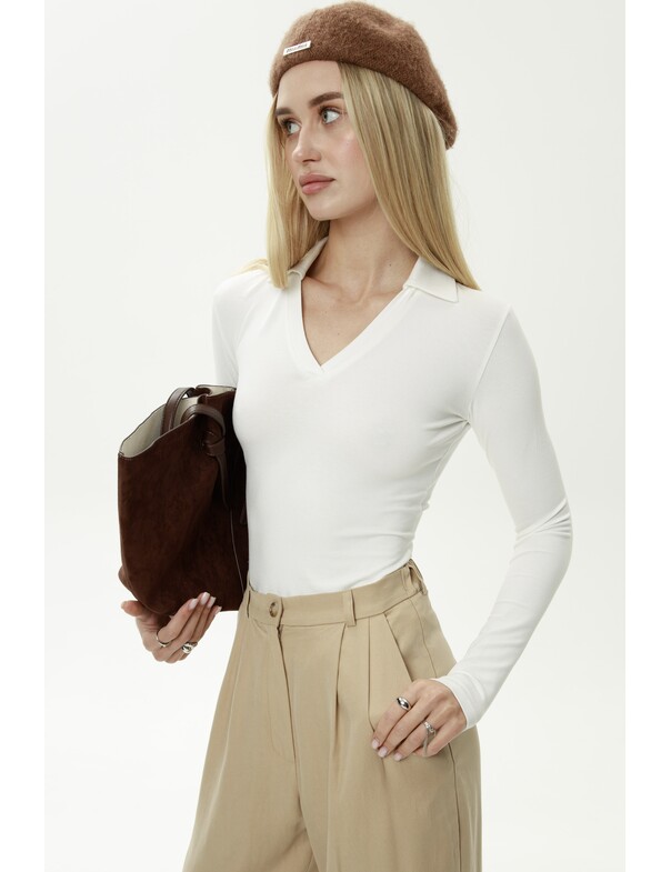 Лонгслів приталений з воротніком