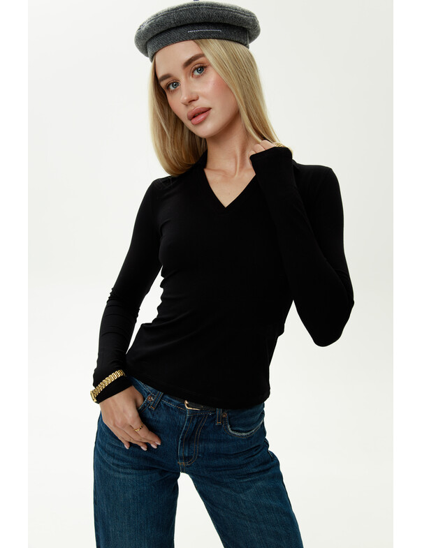 Лонгслів приталений з воротніком