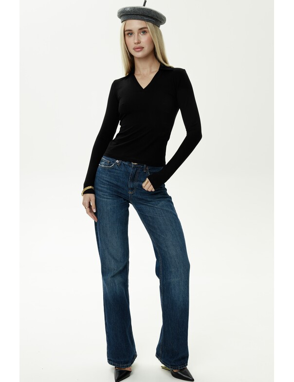 Лонгслив приталенный с воротником