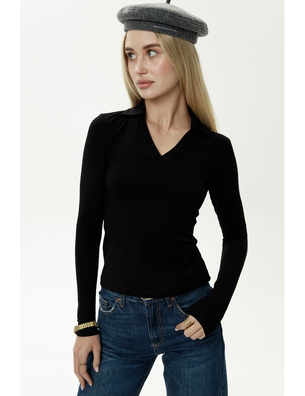 Лонгслів приталений з воротніком