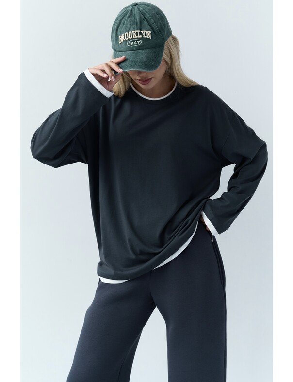 Лонгслив оверсайз двошаровий