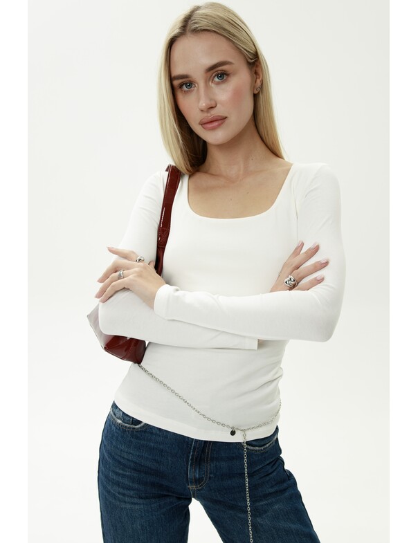 Жіночий лонгслів з круглим глибоким вирізом