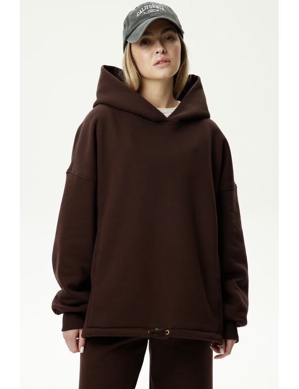 Унісекс оверсайз худі з рельєфами на стяжках на флісі