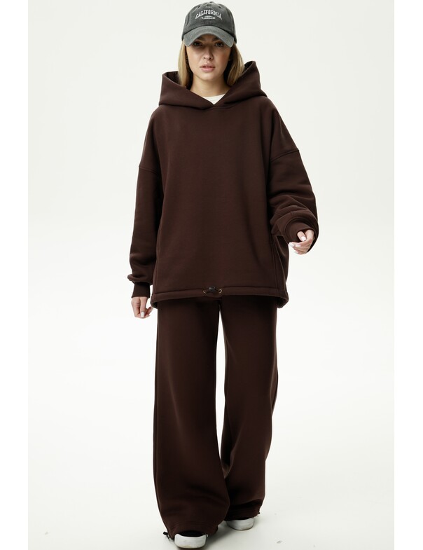 Унісекс оверсайз худі з рельєфами на стяжках на флісі