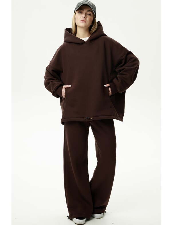 Унісекс оверсайз худі з рельєфами на стяжках на флісі