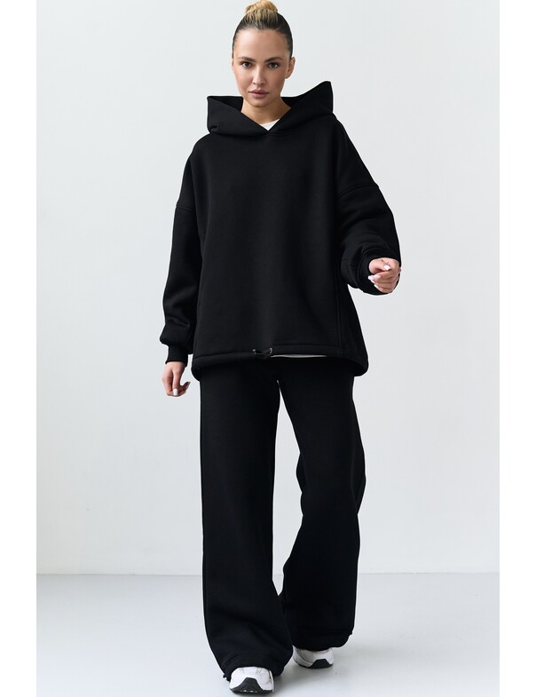 Оверсайз худи со стяжками на микрофлисе