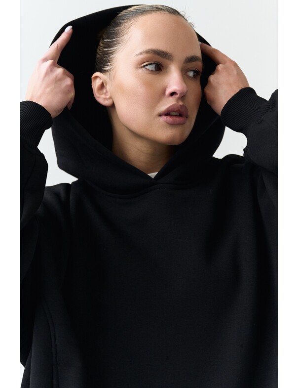 Оверсайз худи со стяжками на микрофлисе