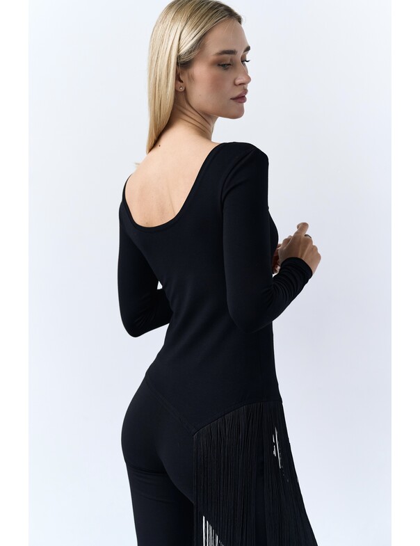 Лонгслів з бахромой збоку