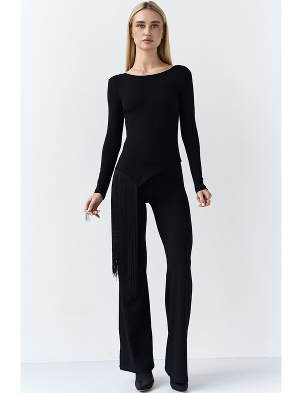 Лонгслив с бахромой сбоку