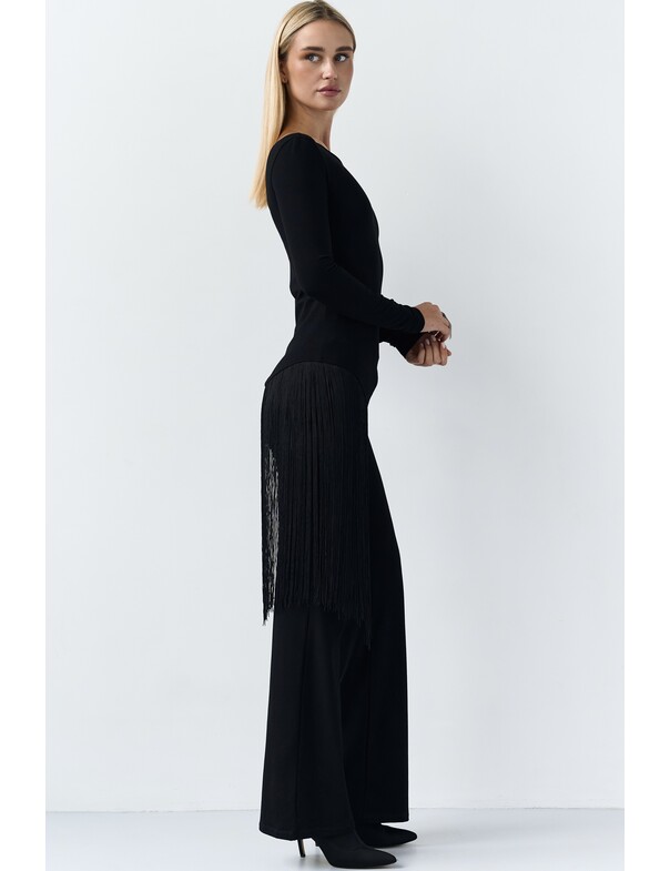 Лонгслив с бахромой сбоку