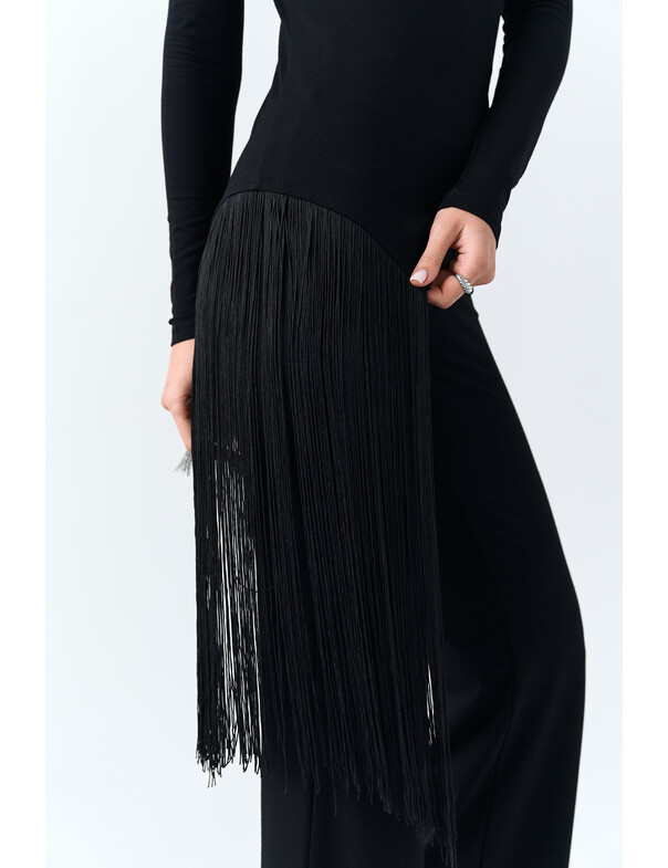 Лонгслів з бахромой збоку