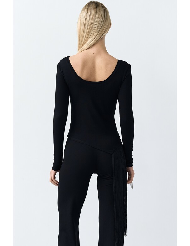 Лонгслив с бахромой сбоку