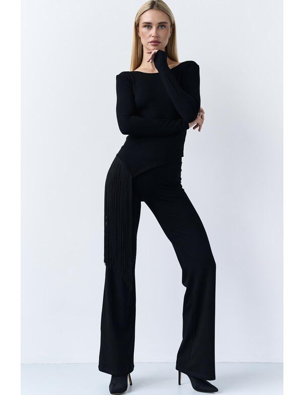 Лонгслів з бахромой збоку