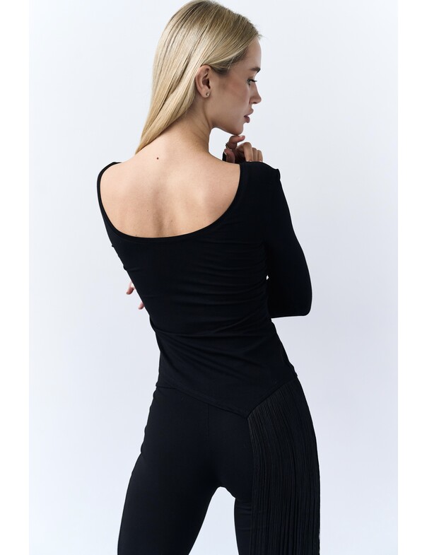 Лонгслив с бахромой сбоку