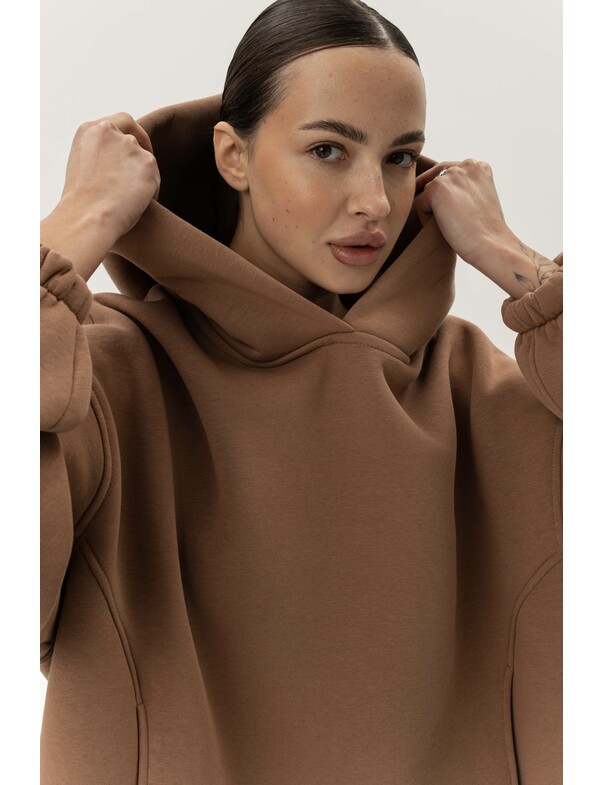 Унисекс оверсайз худи с рельефами на стяжках на флисе обновленный