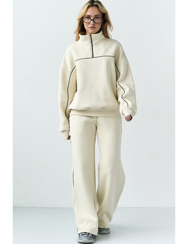 Штани з кантами на флісі