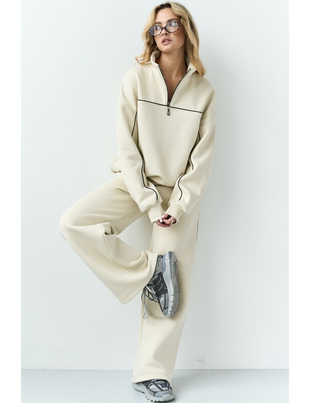 Штани з кантами на флісі