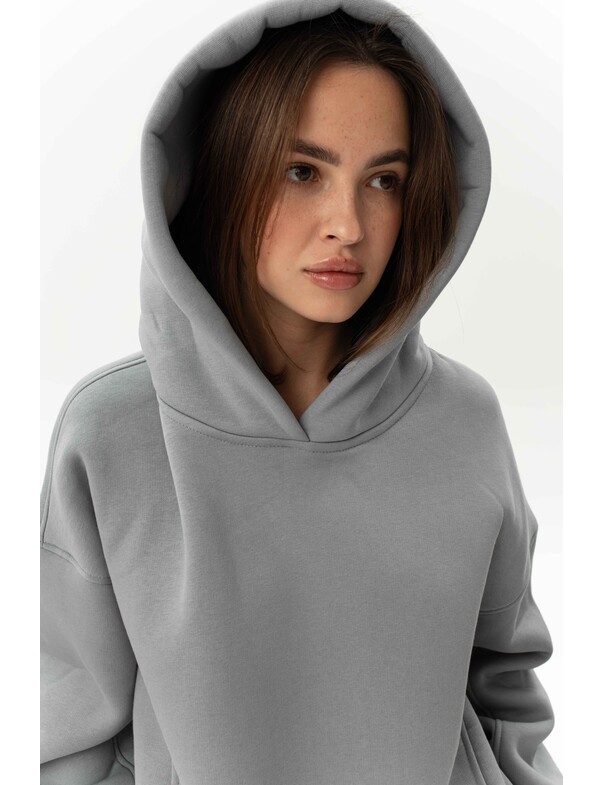 Унисекс оверсайз худи с рельефами на стяжках на флисе