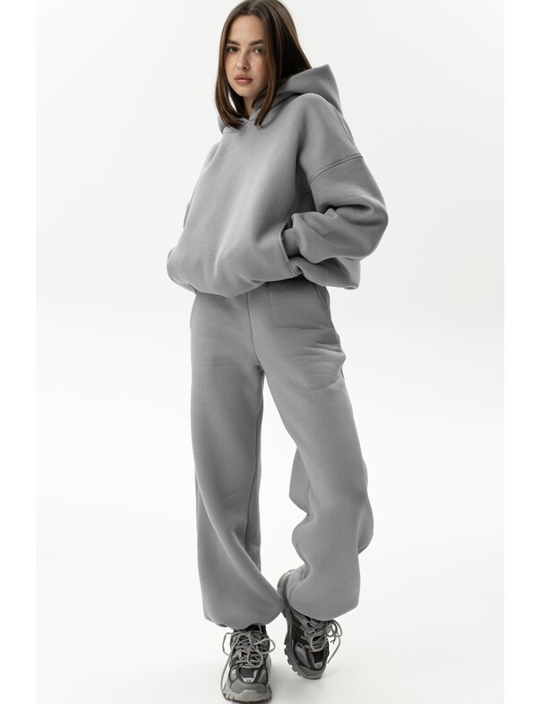 Унисекс оверсайз худи с рельефами на стяжках на флисе