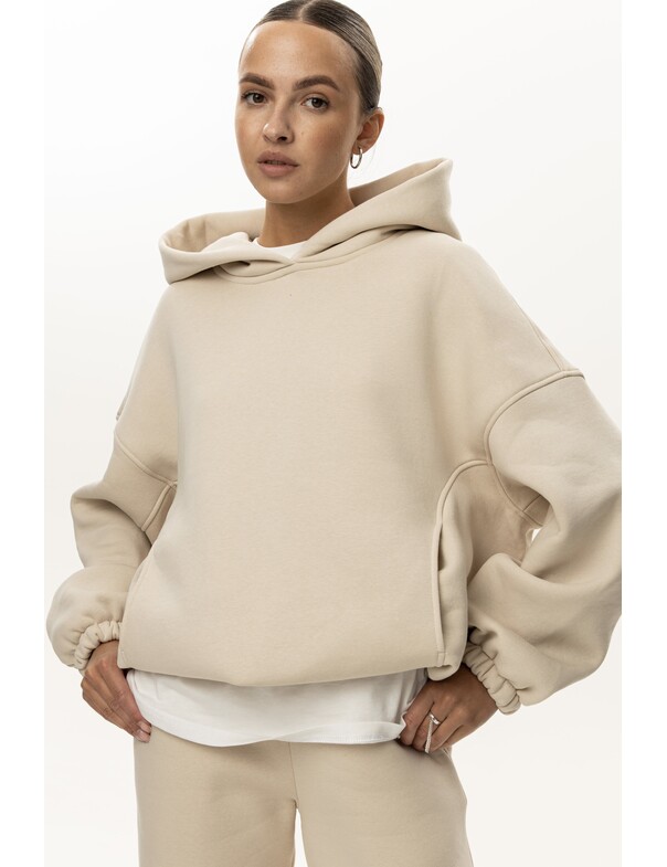 Унисекс оверсайз худи с рельефами на стяжках на флисе обновленный