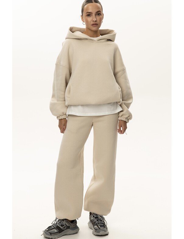 Унисекс оверсайз худи с рельефами на стяжках на флисе обновленный