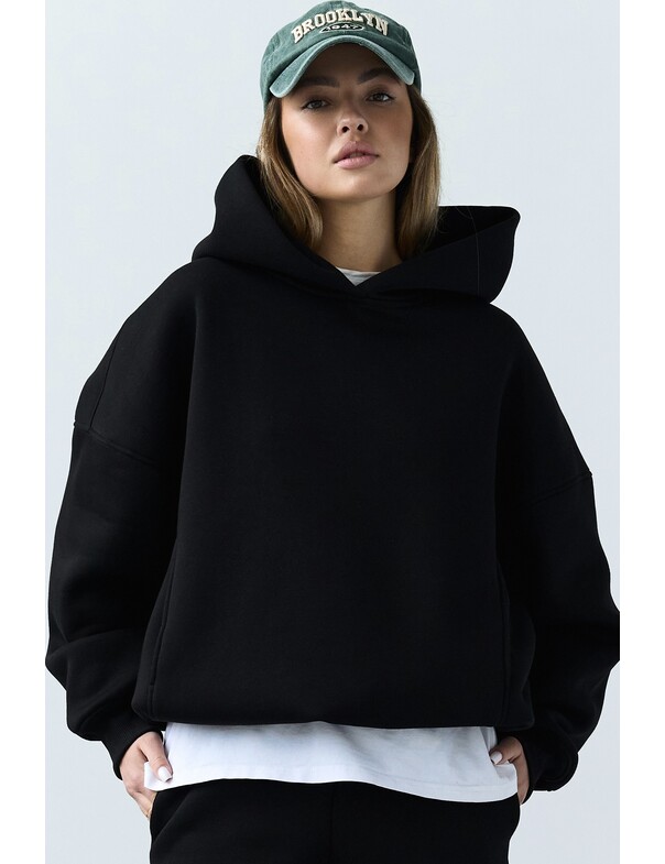 Унисекс оверсайз худи с рельефами на стяжках на флисе