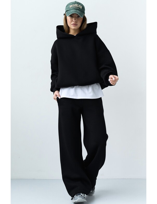 Унісекс оверсайз худі з рельєфами на стяжках на флісі