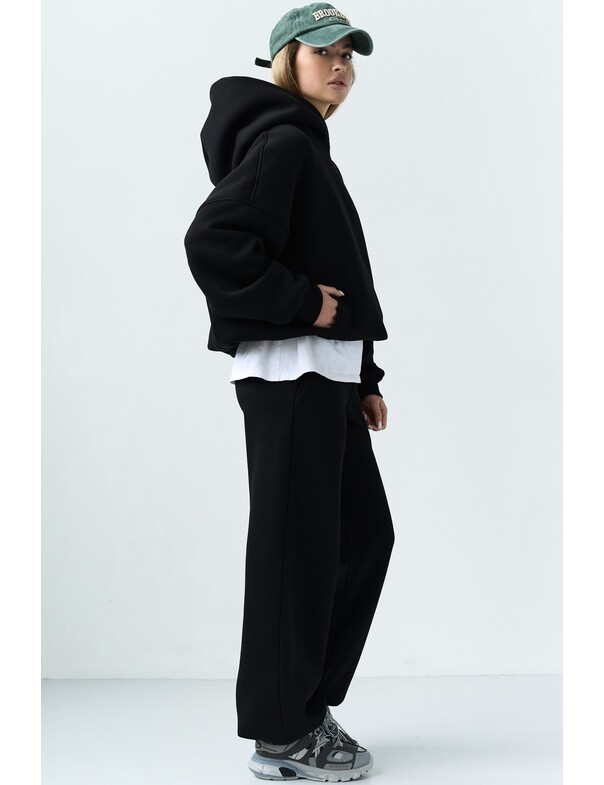 Унісекс оверсайз худі з рельєфами на стяжках на флісі