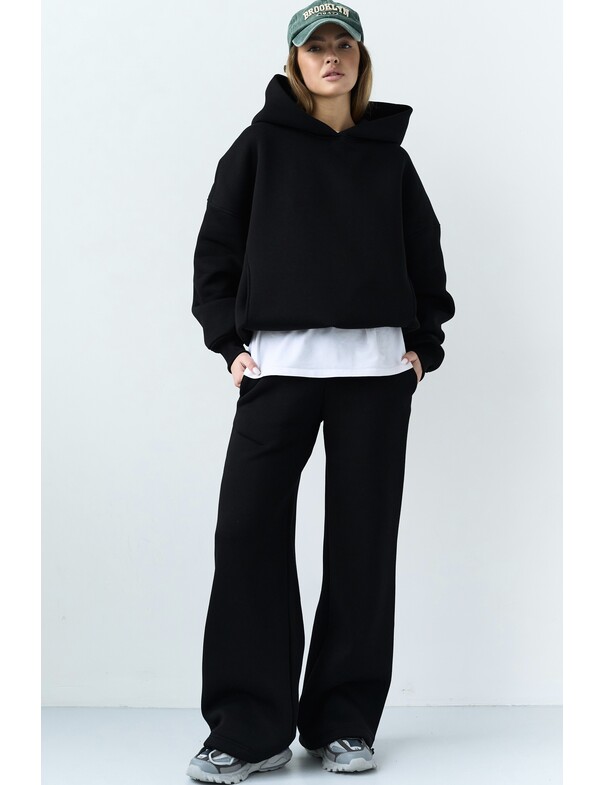 Унісекс оверсайз худі з рельєфами на стяжках на флісі