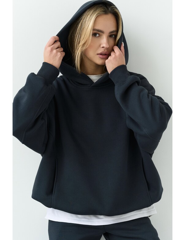 Оверсайз худи со стяжками на микрофлисе