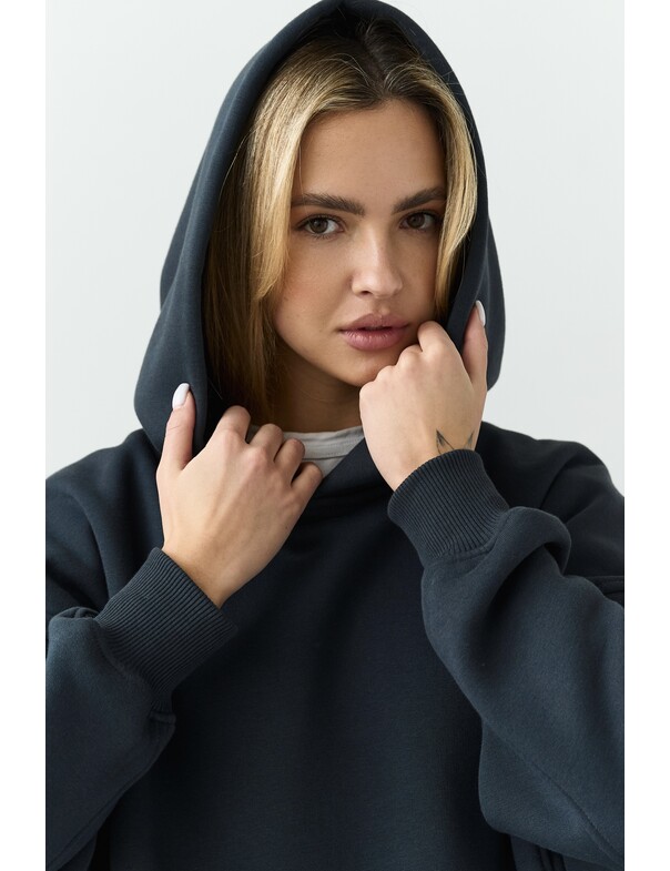 Оверсайз худи со стяжками на микрофлисе