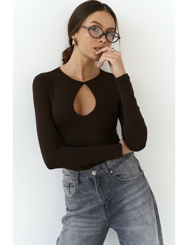 Лонгслив с вырезом капелька