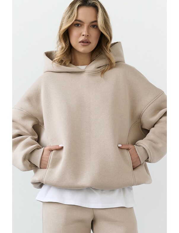 Унисекс оверсайз худи с рельефами на стяжках на флисе