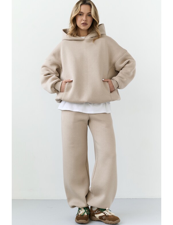 Унісекс оверсайз худі з рельєфами на стяжках на флісі