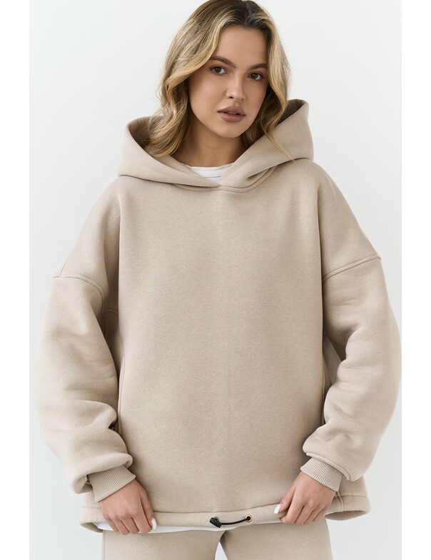 Унисекс оверсайз худи с рельефами на стяжках на флисе