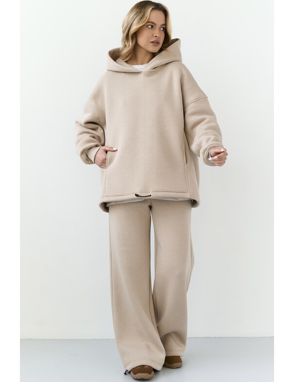 Унисекс оверсайз худи с рельефами на стяжках на флисе