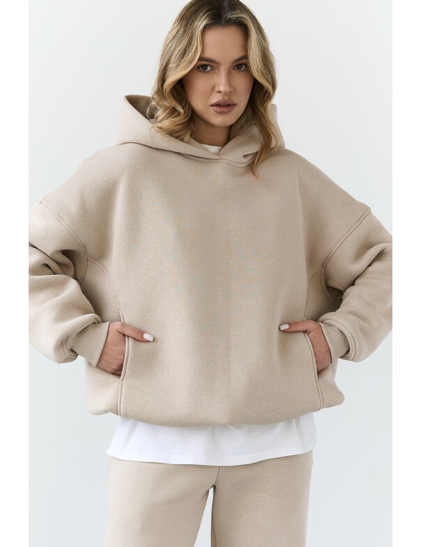 Унисекс оверсайз худи с рельефами на стяжках на флисе