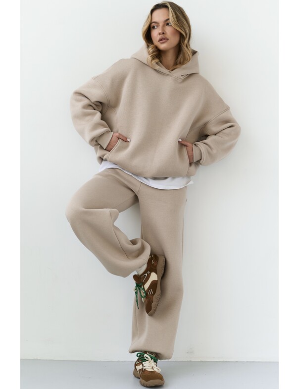 Унисекс оверсайз худи с рельефами на стяжках на флисе