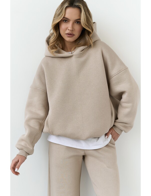 Унісекс оверсайз худі з рельєфами на стяжках на флісі