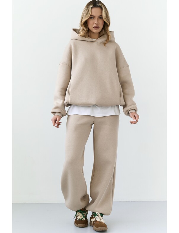 Унісекс оверсайз худі з рельєфами на стяжках на флісі