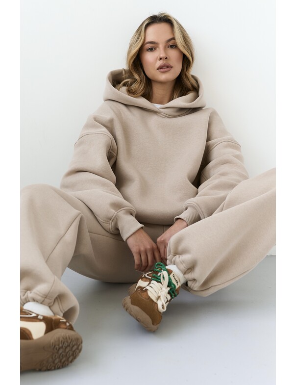 Унисекс оверсайз худи с рельефами на стяжках на флисе