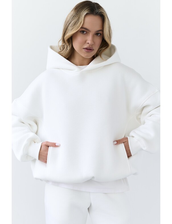 Унисекс оверсайз худи с рельефами на стяжках на флисе