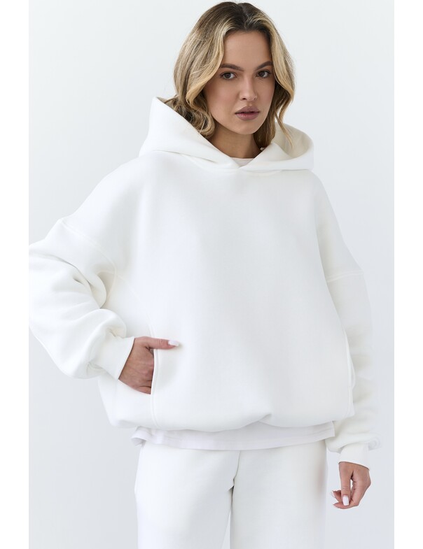 Унисекс оверсайз худи с рельефами на стяжках на флисе