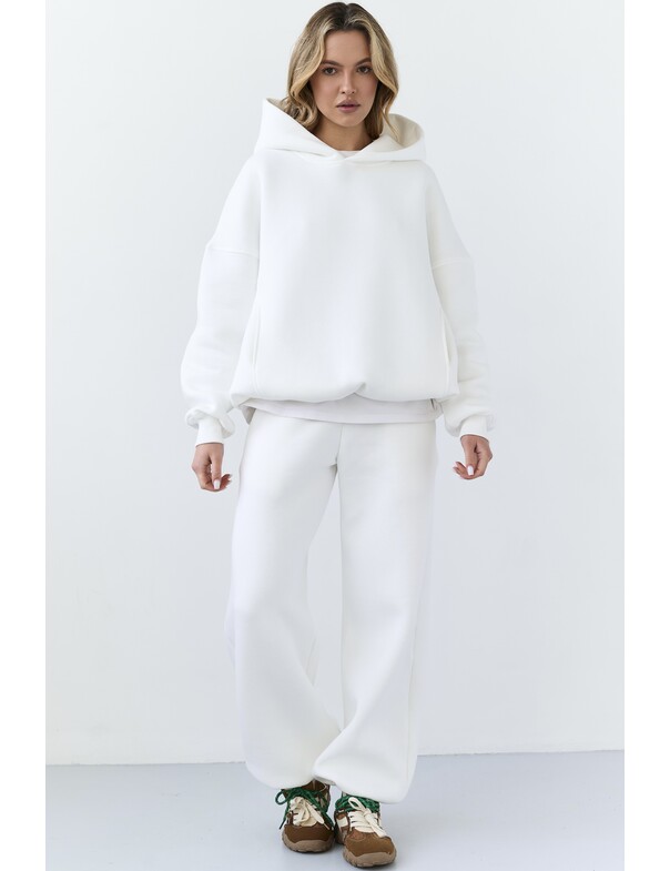 Унісекс оверсайз худі з рельєфами на стяжках на флісі